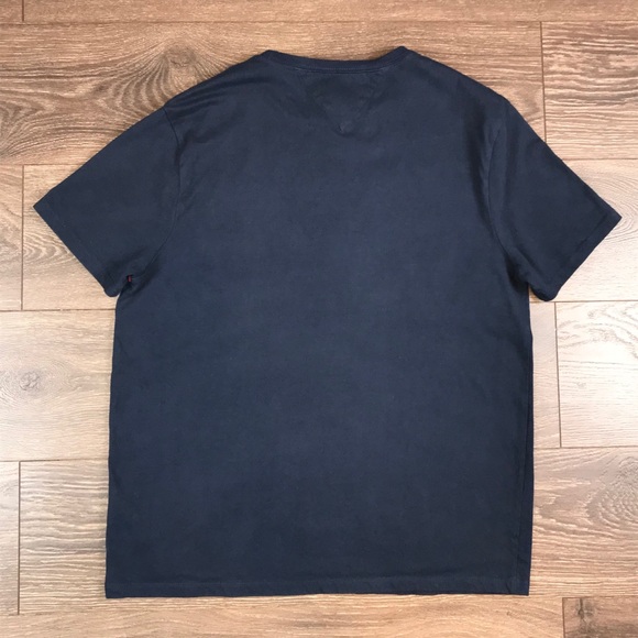Tommy Hilfiger Men’s Classic Signature Flag Logo Navy Blue T-Shirt Size Large - Picture 6 of 9